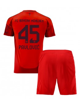 Bayern Munich Aleksandar Pavlovic #45 Heimtrikotsatz für Kinder 2024-25 Kurzarm (+ Kurze Hosen)